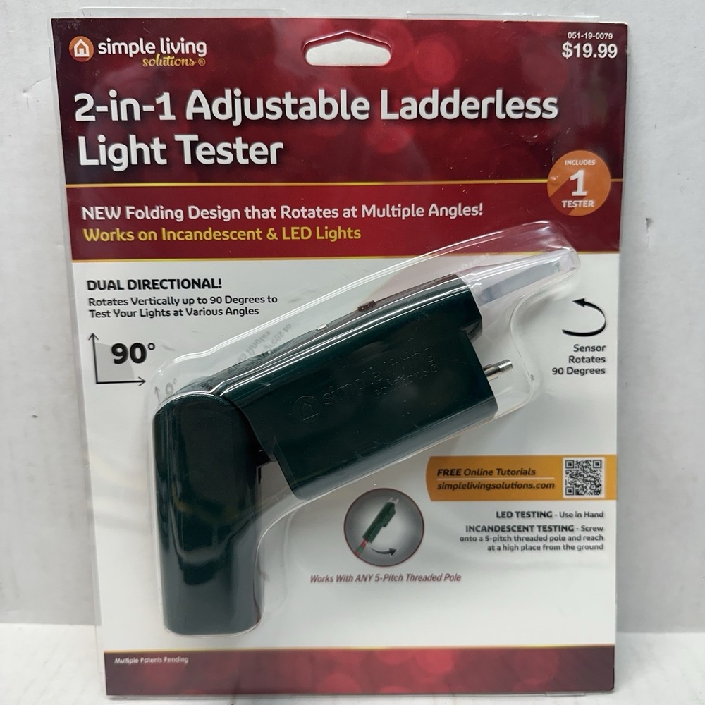 Living Solutions 2-In-1 Adjustable Ladderless String Light Tester Incandescent
